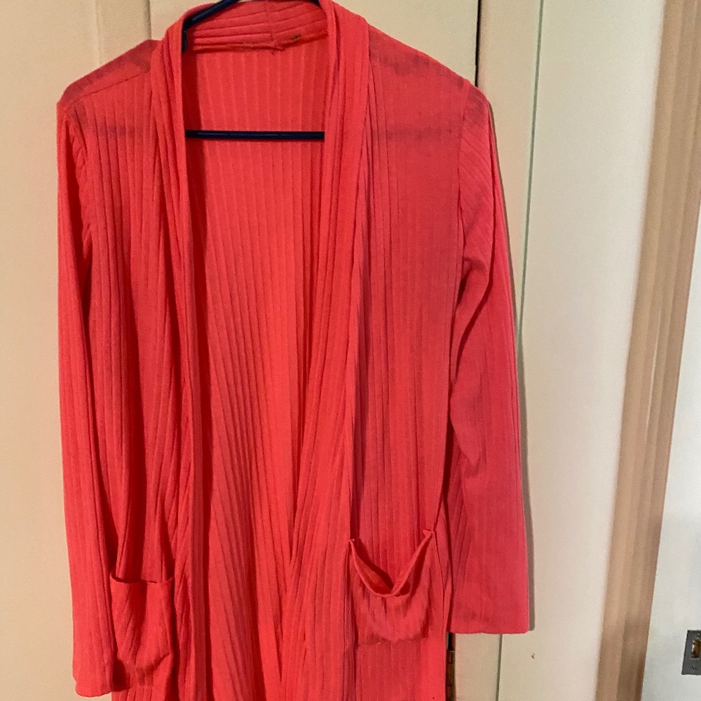 Ribbed hot pink duster